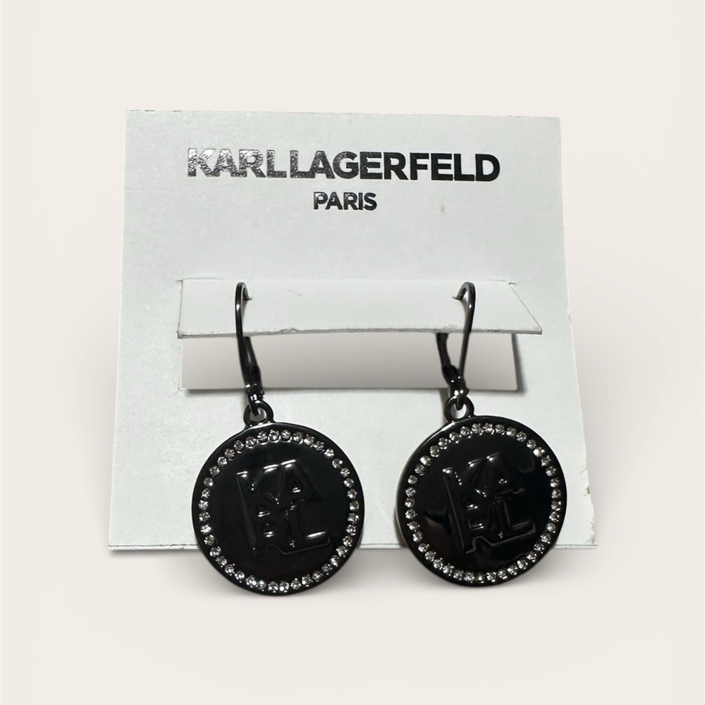 Karl Lagerfeld Black and Silver Earrings